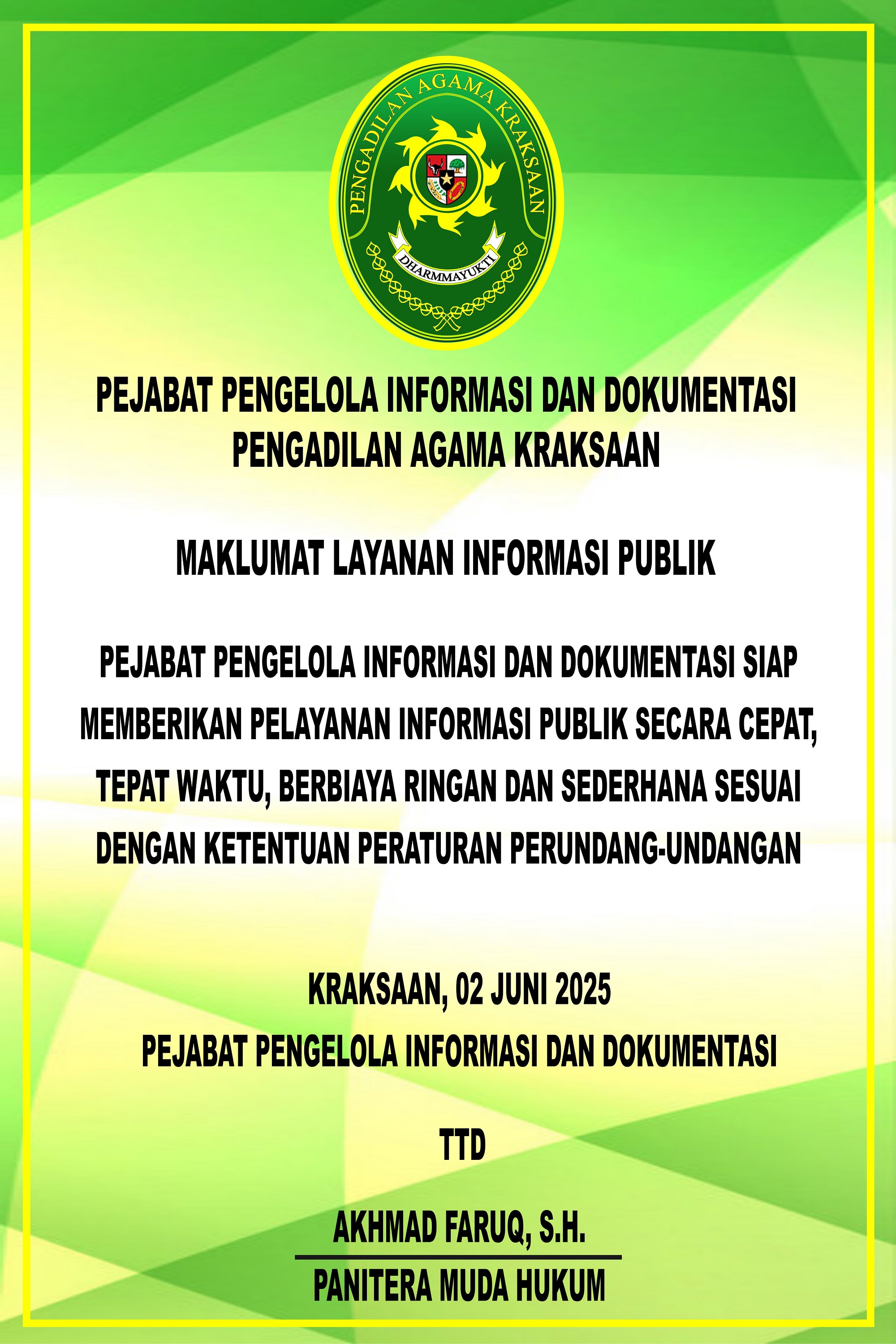 maklumat pelayanan aturan baru 30X45